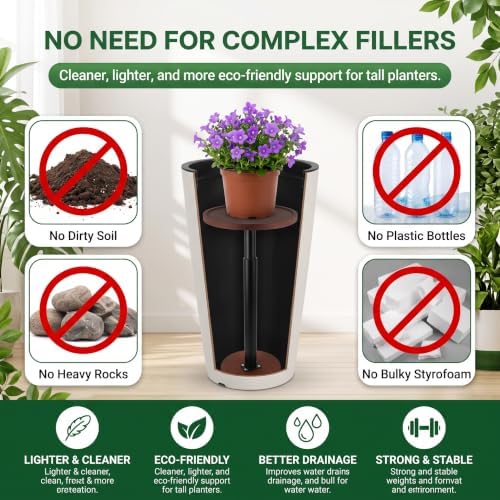 1 Pack Wooden Plant Risers for Inside Pot Adjustable Height 7.9-13.8 Inch