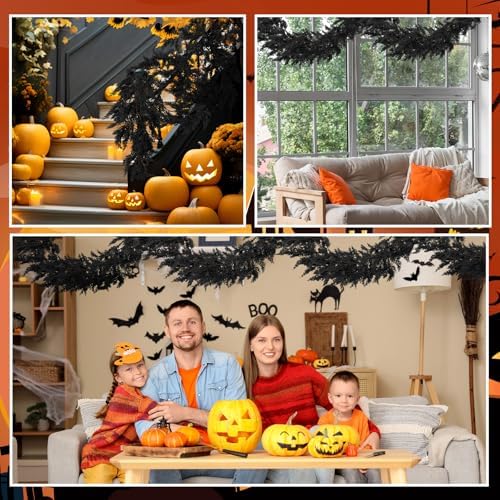 XunYee 6 Feet Black Halloween Garland, Gothic Vine Boughs