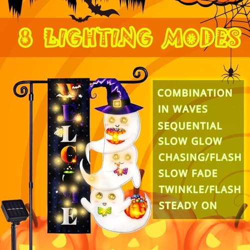 Halloween Lighted Garden Flag, Ghost Yard Decor, 12x18 In