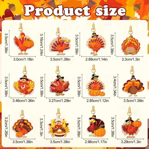 36Pcs Turkey Ornaments Double Side Thanksgiving Hanging Decoration