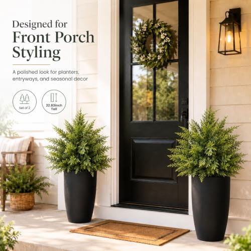 2-Pack Artificial Cedar Trees, 22.83'' Tall with Ground Stakes