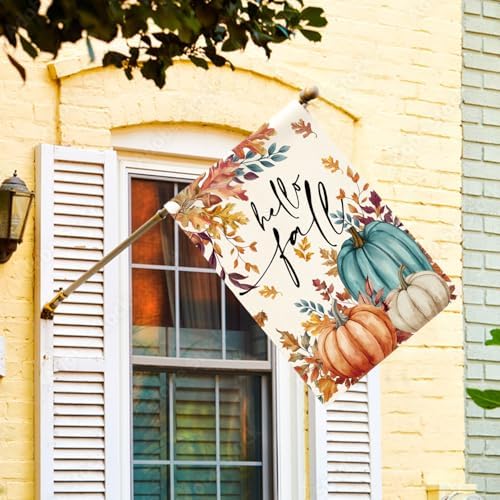 AVOIN colorlife Hello Fall House Flag 28x40 Inch Double Sided Outside