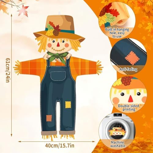 NOVWANG Fall Scarecrow Garden Flag, 26.8 x 19.7 Inch Double Sided Outdoor Yard Banner Seasonal Fall Decor for Garden Porch Lawn Patio