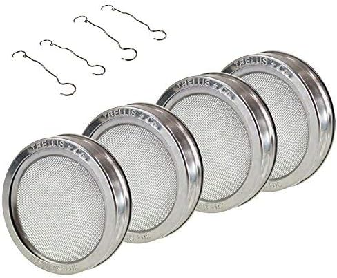 Stainless Steel Sprouting Kit 4 Pack Rust Proof 316 Stainless | With Sprouting Stands, Curved Mesh, Fits Most Wide