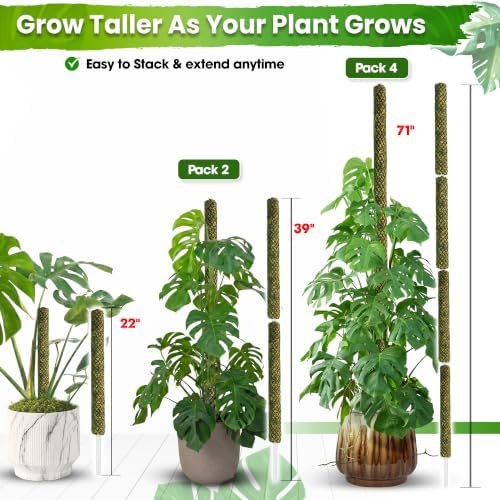 DUSPRO 2 Pack 22" Black Stackable Mesh Moss Pole for Plants