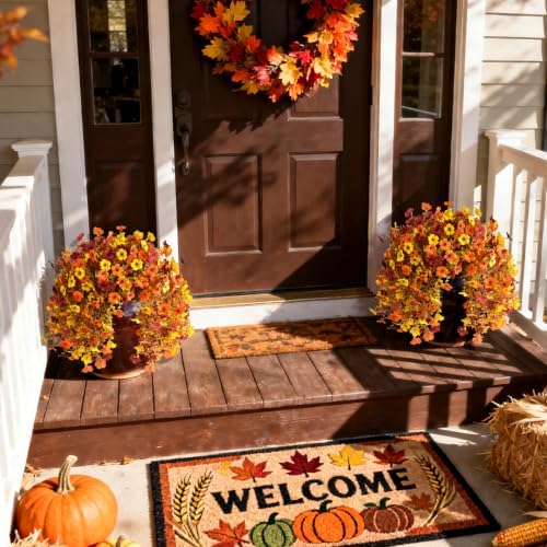 Homsunny Artificial Faux Mums Fall Flowers for Outdoor Outside Decoration