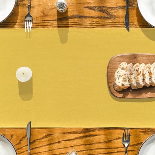 Artoid Mode Yellow Table Runner, Seasonal Summer Fall Washable Kitchen Dining Table Decoration for Home Party Decor 13x60 Inch