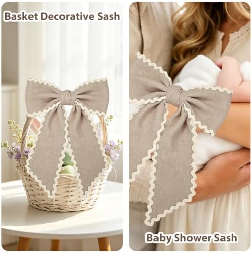 Wreath Sash for Front Door, 2 Pcs Farmhouse Burlap Wreaths Ribbon