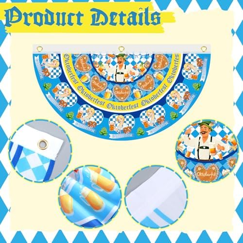 6 Pcs Oktoberfest Decoration Oktoberfest Fabric Bunting 1.5 x 3 ft