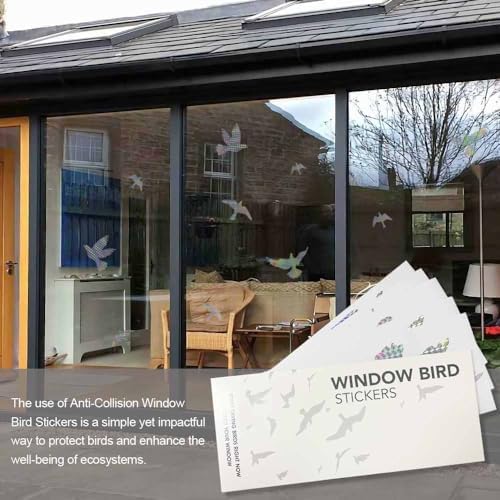 Anti Collision Window Bird Stickers Decals Glass Door Protect and Save Bird Strikes (Reflective)