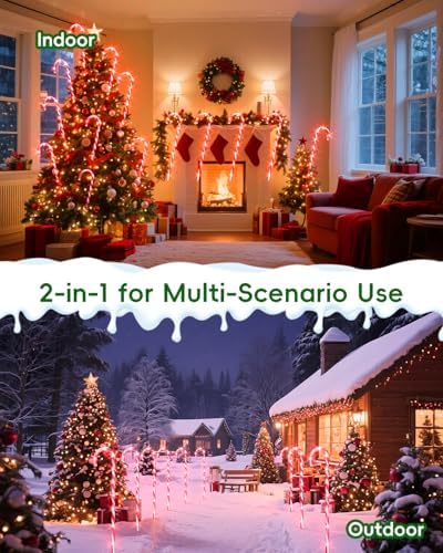 COOLWUFAN 24 Pack 22'' Candy Cane Pathway Lights, Outdoor Christmas Decor