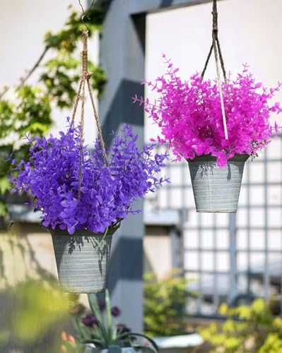 RECUTMS 8Pc Artificial Faux Plant Outdoor Spring Pure Eucalyptus Decoration