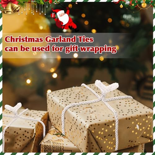 Zhengmy 20 Pcs 25 Inch Extra Long Christmas Garland Ties Christmas Decorative Twist Ties for Banister Reusable Flexible Twist for Holiday Xmas Home Decorations Craft Wrapping (White)