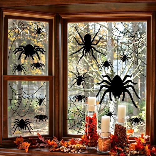 Large Spiders Halloween Window Clings Decorations Large Spiders Silhouette