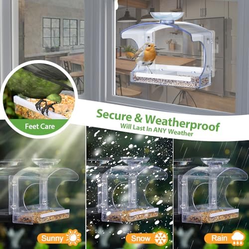 Goodeco Clear Window Bird Feeder with Water Bowl