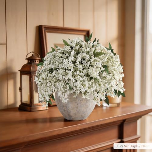 1 Pcs Artificial Berry Stem 36" Realistic Flowers Picks Branches Faux Stem Spray DIY for Holiday Seasonal Farmhouse Mantel DIY Home Decorations (White Green)
