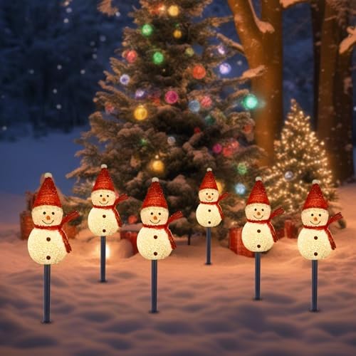 Solar Christmas Snowman Pathway Lights Outdoor Decoration, 3 Pack