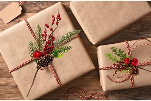 Christmas Floral Picks Set of 8, Snow Flocked Pine Cone Stems for Christmas Tree, Wreaths, Garlands & Holiday Centerpieces, 2 Styles, 4 Each, Pine Berry Floral Sprays for DIY Christmas Crafts, 9.5"