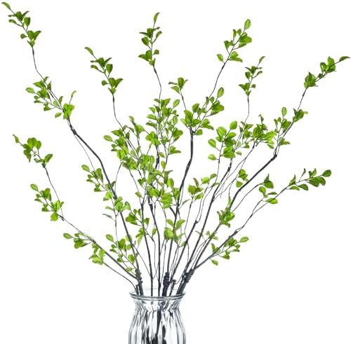 Riceshoot 6 Pcs Fall Artificial Stems, Green Faux Branches for Vase