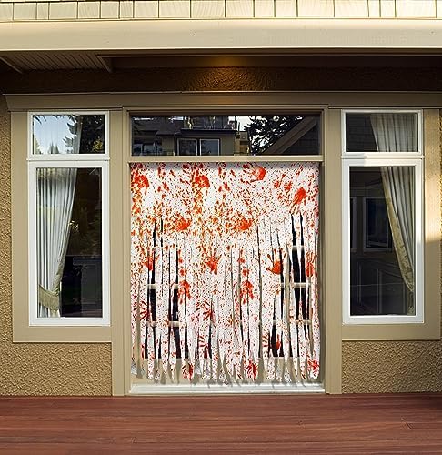 2 Pcs Halloween Door Curtains, Bloody Handprint Doorway Decorations