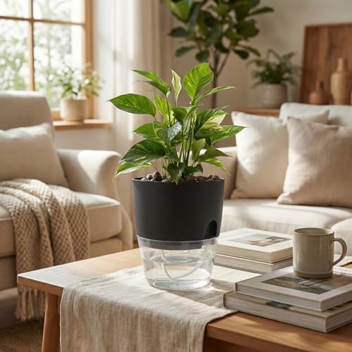 Vanavazon 6 Inch Self Watering Pots for Indoor Plants African Violet Pots