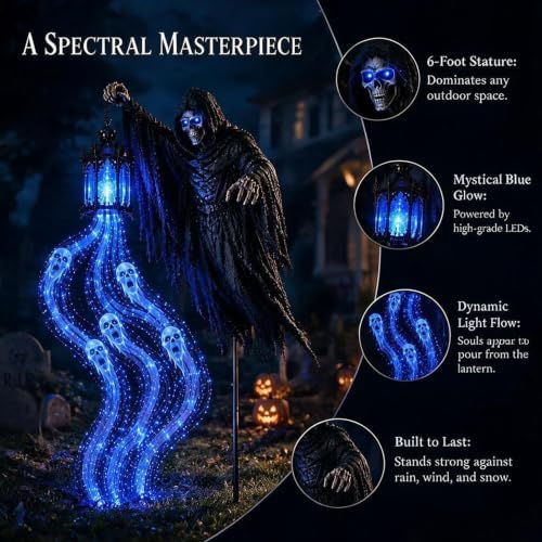Halloween Grim Reaper Solar Animated Garden Stake Light
