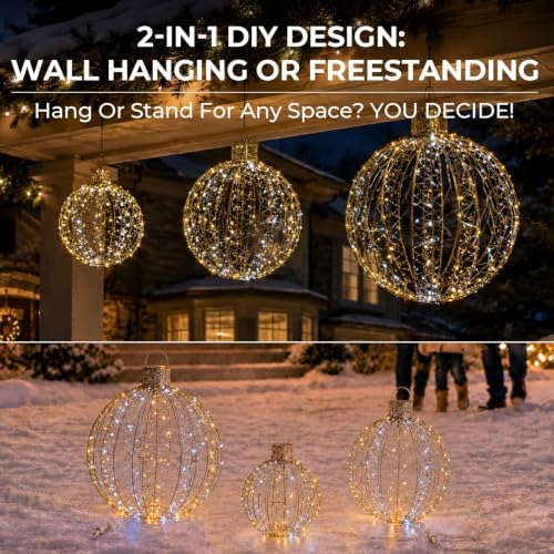 6PCS Large 19''+16''+12'' LED Large Christmas Lighted Balls