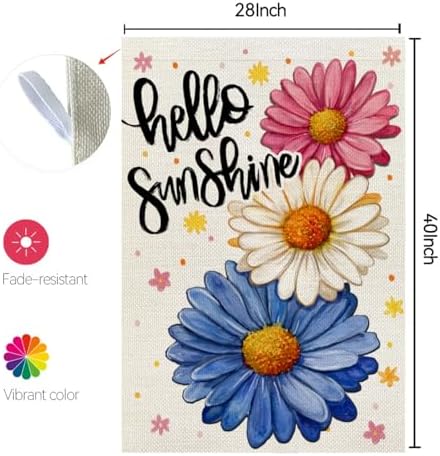 CROWNED BEAUTY Sunshine Floral Daisy House Flag for Outside 28x40 Inch