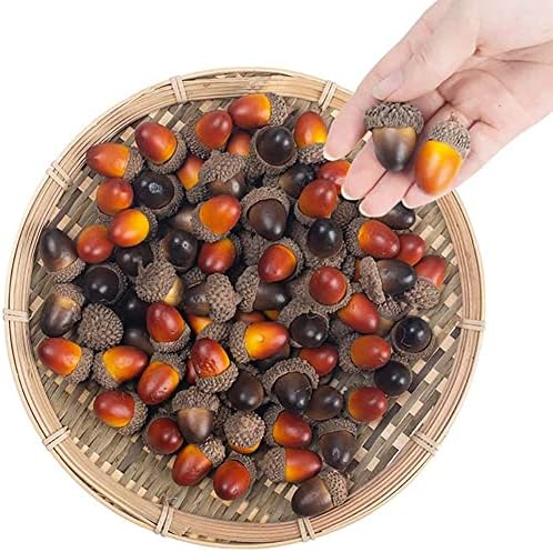 50 Pcs Artificial Small Acorn Fake Nutty Craft Acorns Autumn Vase Filler Decorations for Home