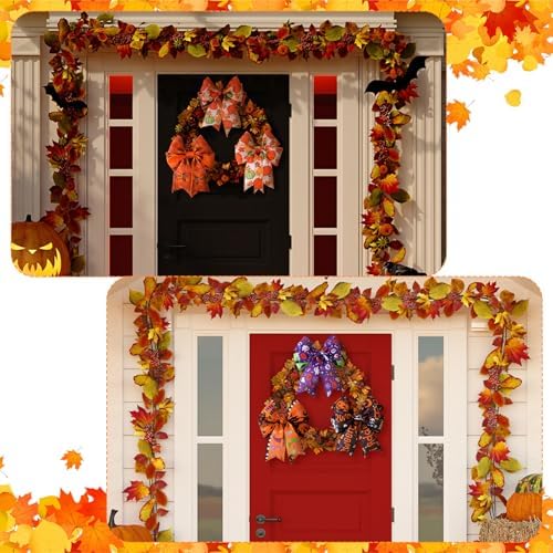 12 Rolls 60 Yards Halloween Fall Wired Ribbon for Wreath Bow Craft