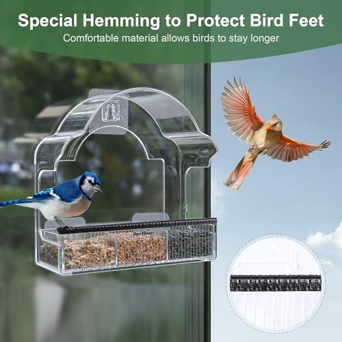 Decflow Window Bird Feeders for Outside, Clear Bird Window Feeder
