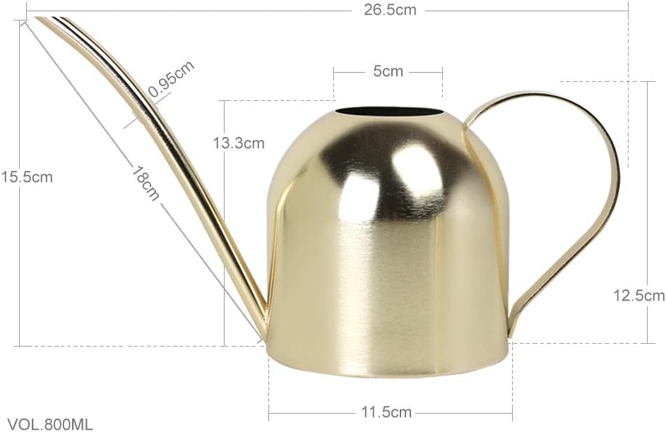 Stainless Steel Water Can for Indoor Plants and Garden (Gold 30 oz) | Stainless steel, long spout, houseplants