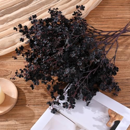 30 Pcs Baby Breath Flowers Artificial Bulk, Fake Fall Flowers, Black
