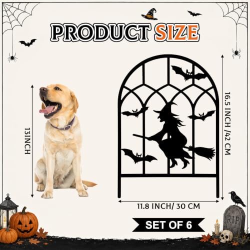 Yaocom 12 Pack Halloween Classic Fence, 16.5" H x 11.8" W Metal Lawn Decor