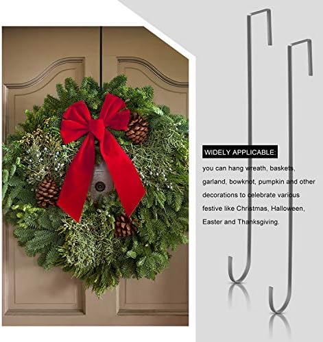 Hotop 6 Pcs 15" Over The Door Hooks Wreath Hanger for Front Door,Black