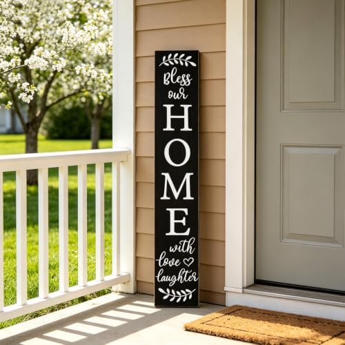Welcome Sign for Front Door Porch, Bless Our Home Signs 47"