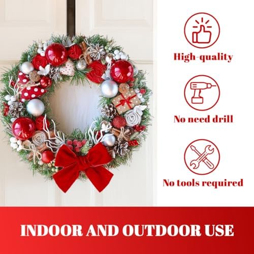 Metal Wreath Hanger for Front Door, Adjustable Nickel Wreath Hanger