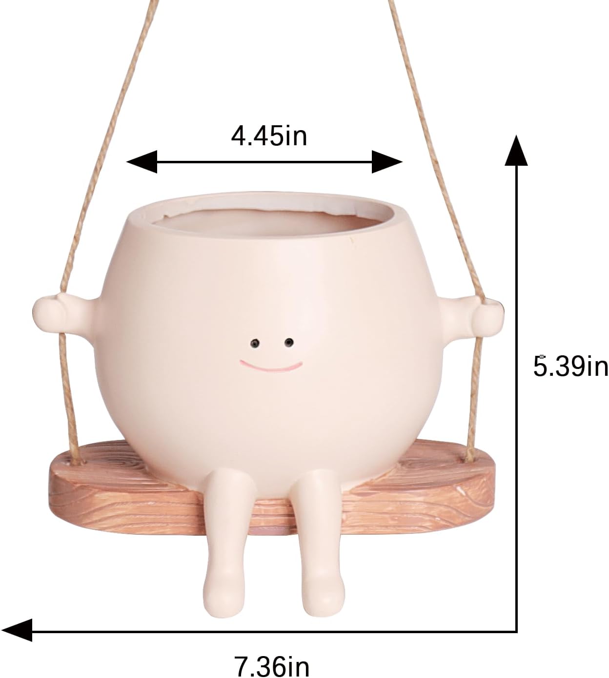 Large Swinging Smiley Face Planter Pot Hanging Flower Planters for Indoor and Outdoor Plants, Funny Succulent Pots for
