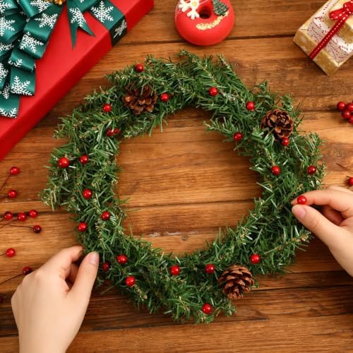 JULBEAR 300 Pcs Wine Red Christmas Artificial Holly Berries for Crafts