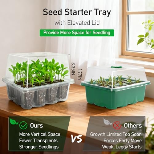 MIXC 10 Pack Seed Starter Tray, 120Cell Stater Kit with Elevated Lid
