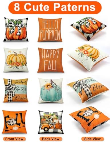 multiwins Fall Pillow Covers 16x16 4Pcs Double-Sided Print for Home Decor