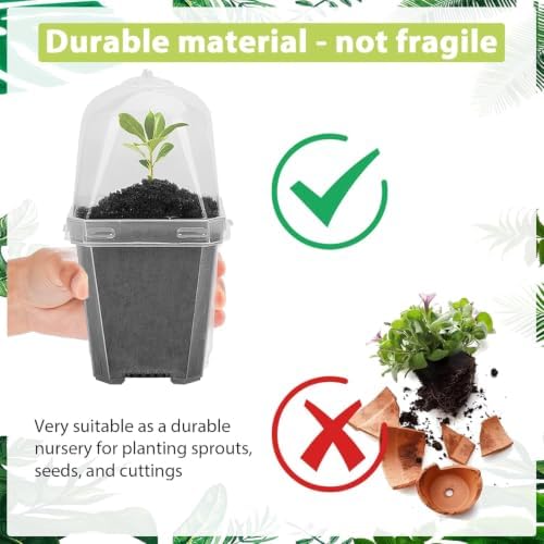 30 Sets Plant Nursery Pots with Humidity Domes, 3" Plastic Gardening Pot