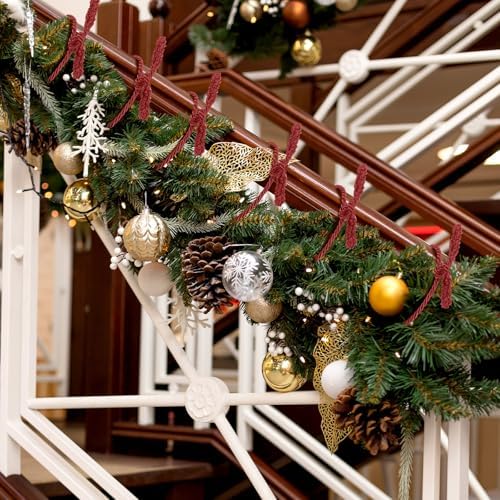 Zhengmy 8 Pcs 20 Inches Christmas Garland Ties Christmas Decorative Twist Ties for Banister Reusable and Flexible Twist for Xmas Home Decorations Holiday Craft Wrapping (Burgundy)