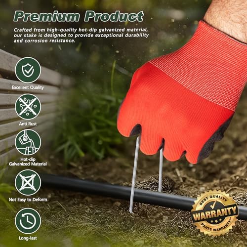 FEED GARDEN 4 Inch 50 Pack Galvanized Landscape Staples 12 Gauge Anti-Rust Garden Stakes Landscaping Fabric SOD Pins Yard Stakes for Weed Barrier Fabric