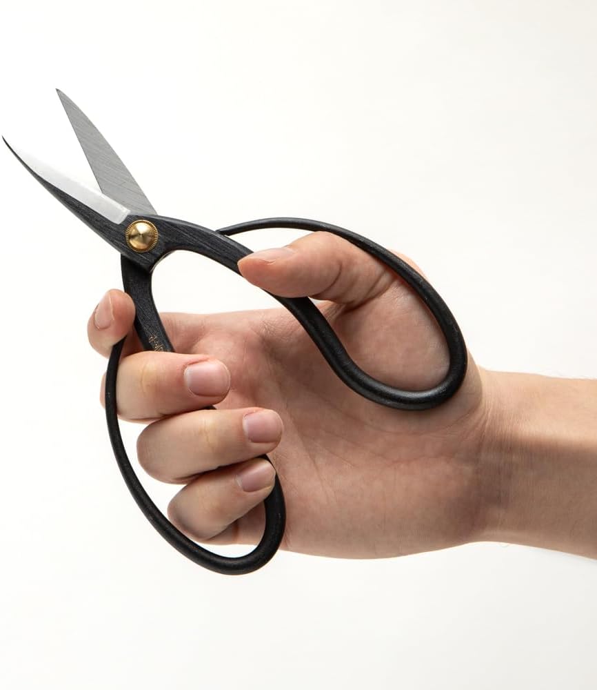 SenkichiKin Bonsai Scissors 7in (180mm) – Made in Japan Pruning Shears, Sharp Carbon Steel for Precision Trimming