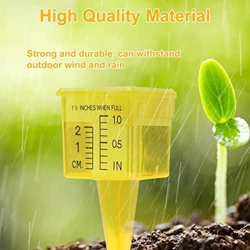 10&15&20P Rain Gauge Outdoor, 1.5" Sprinkler Gauge Lawn Water Gauge for Rain with Wide Mouth Water Measuring Tool for Yard Garden Lawn Decor (20, Yellow)