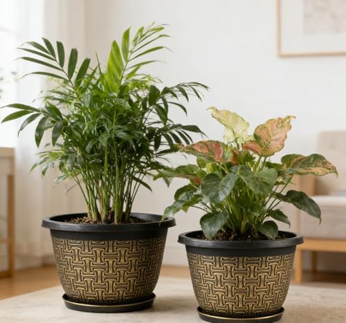 Nooulap 10 Inch 4 Pack Flower Pots for Outdoor