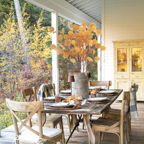 8Pcs Fall Artificial Stems, Realistic Eucalyptus Leaves for Vase