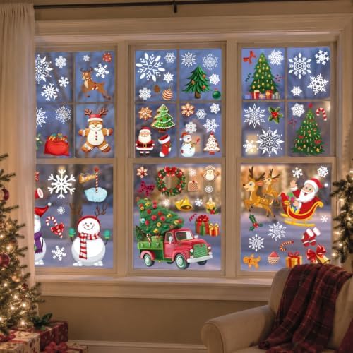 9 Sheets Reusable Christmas Window Clings for Christmas Decorations