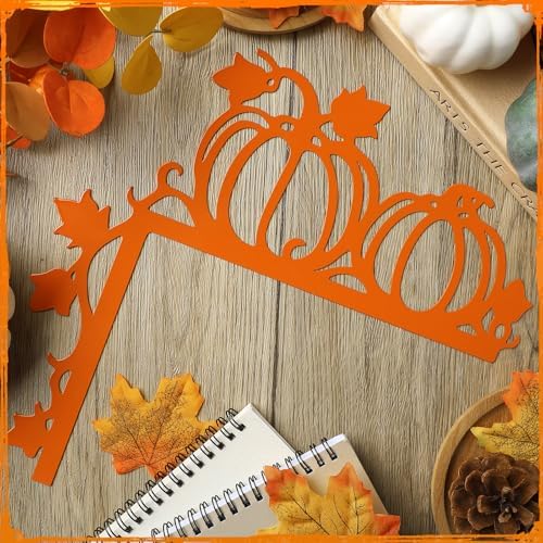 Yaocom 11.8‘' x 11.8" Metal Fall Pumpkin Door Topper, Thanksgiving Sign